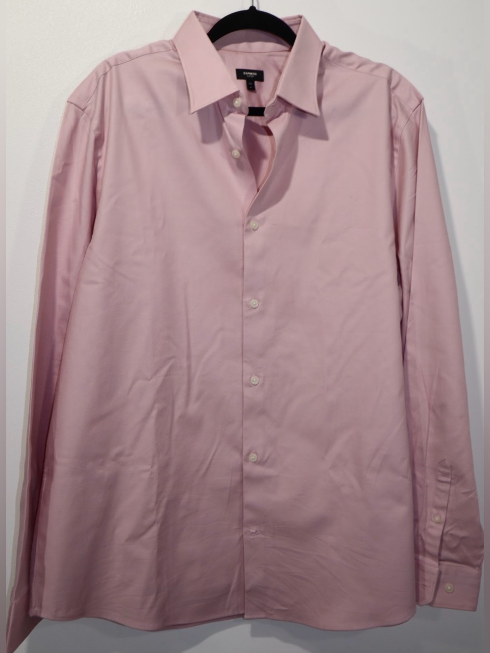 Express Men's Light Pink Long-Sleeve Dress Shirt Slim 1MX